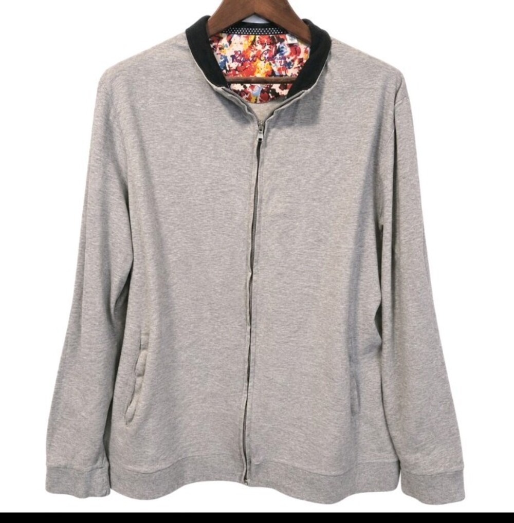 Robert Graham Mens 3XL Gray Full Zip Cotton Jacket Classic Fit Lightweight